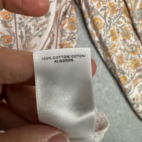 Lucky Brand Womens Peasant Blouse Size L Floral Print V Neck Long Sleeve Boho - Picture 9 of 10